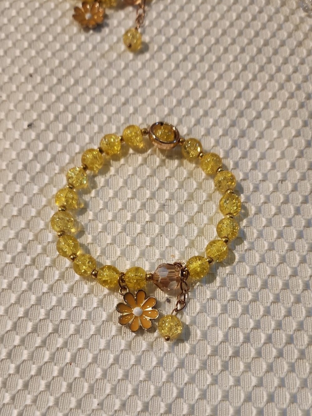 Yellow Beaded Daisy Charm Bracelet Set - *2 For $13* - Picture 5 of 6